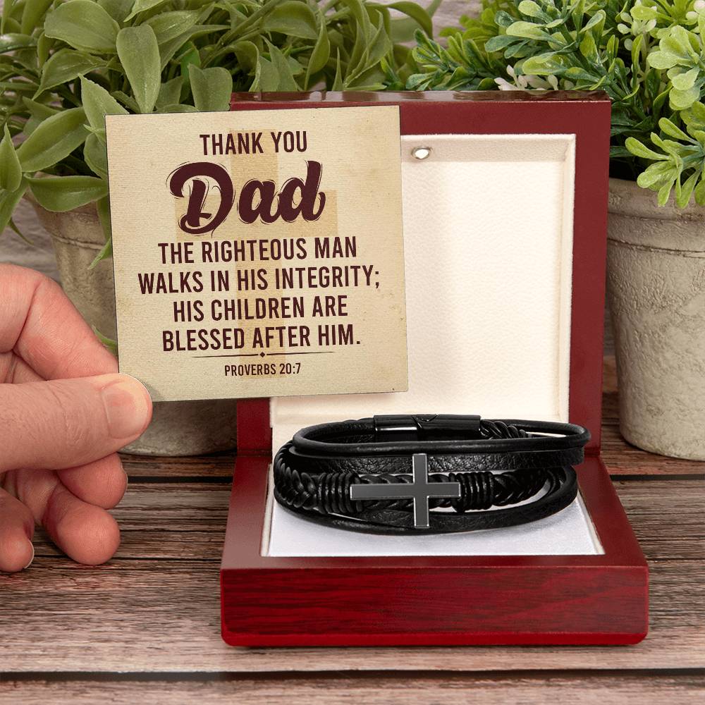 Christian Bracelet Leather Cross Bible Verse Gift