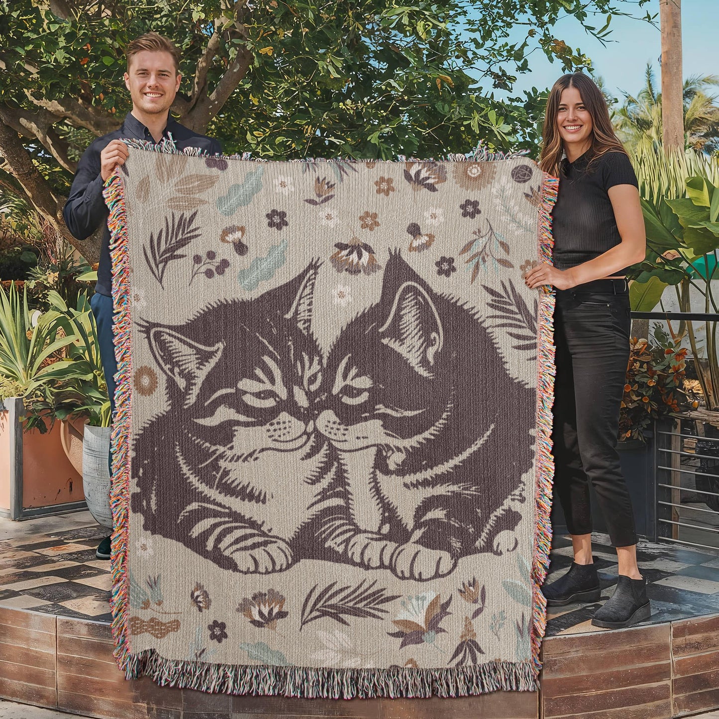 Cat Lover Blanket – Heirloom Woven Cat Themed Throw Blanket