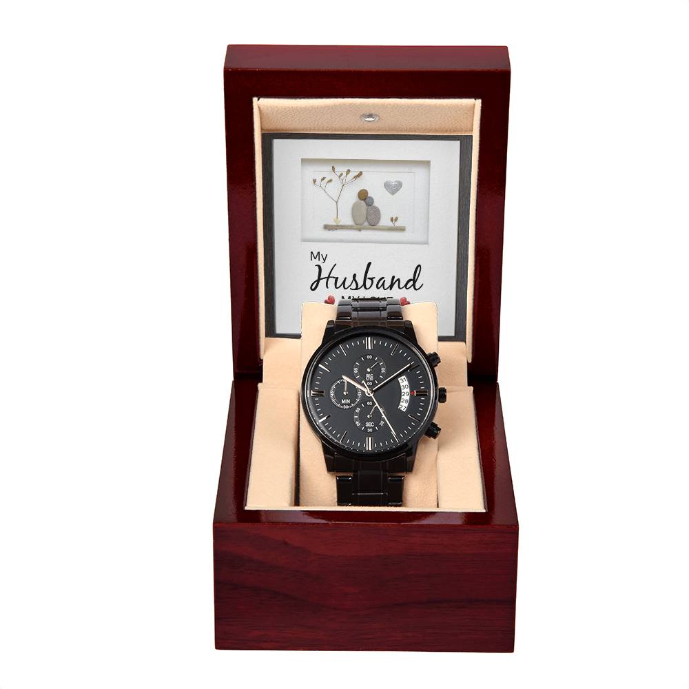 Gift for Husband – Black Luxury Chronograph Watch