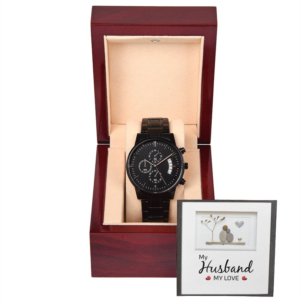 Gift for Husband – Black Luxury Chronograph Watch