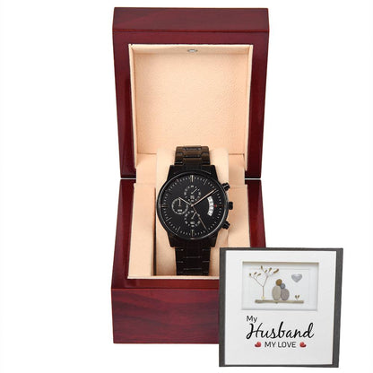 Gift for Husband – Black Luxury Chronograph Watch