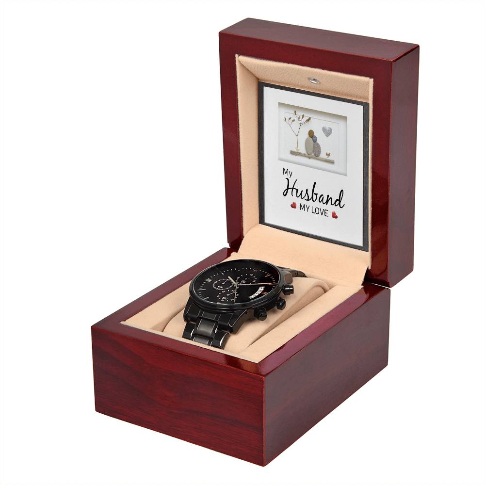 Gift for Husband – Black Luxury Chronograph Watch