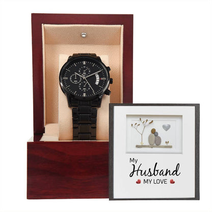 Gift for Husband – Black Luxury Chronograph Watch