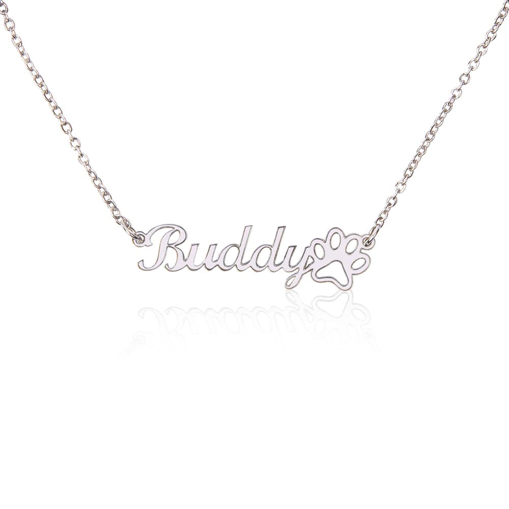 Classic Paw Print Name Necklace – Paw Print Necklace | Personalized Pet Necklace