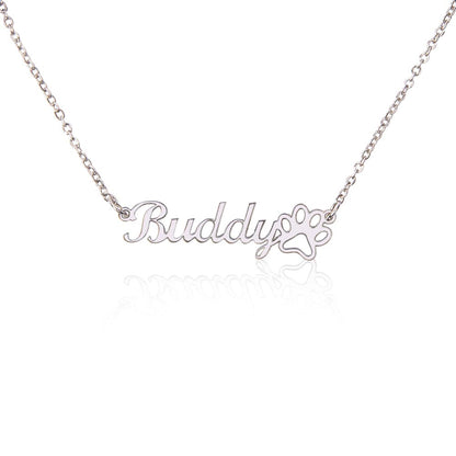 Classic Paw Print Name Necklace – Paw Print Necklace | Personalized Pet Necklace
