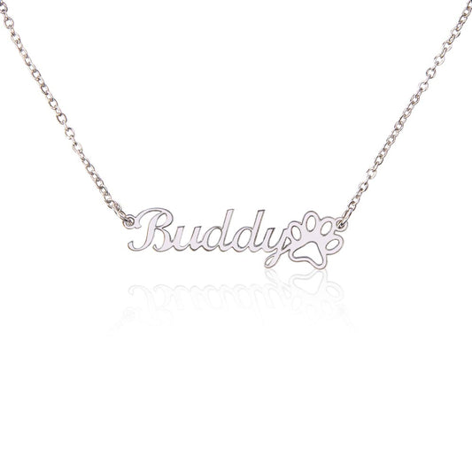 Classic Paw Print Name Necklace – Paw Print Necklace | Personalized Pet Necklace
