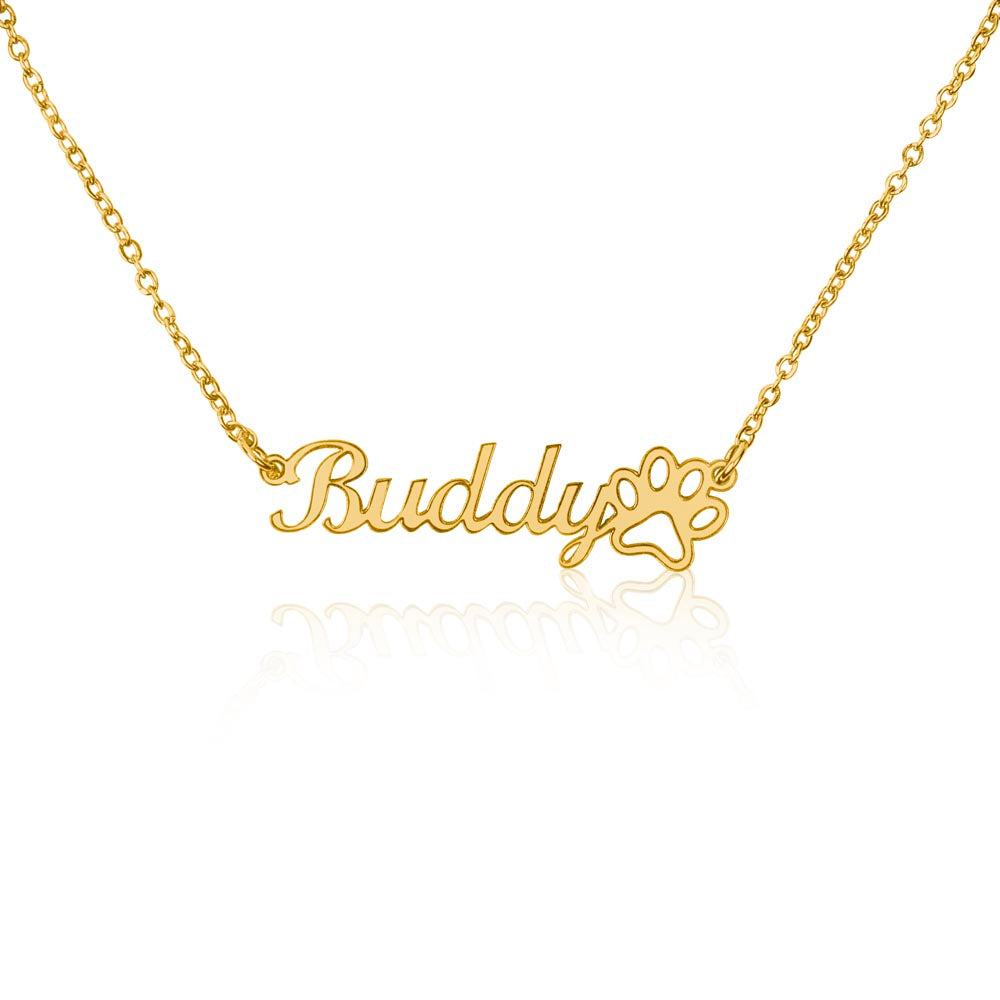 Classic Paw Print Name Necklace – Paw Print Necklace | Personalized Pet Necklace