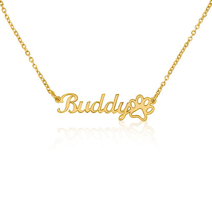 Classic Paw Print Name Necklace – Paw Print Necklace | Personalized Pet Necklace