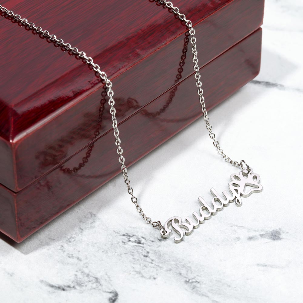 Classic Paw Print Name Necklace – Paw Print Necklace | Personalized Pet Necklace