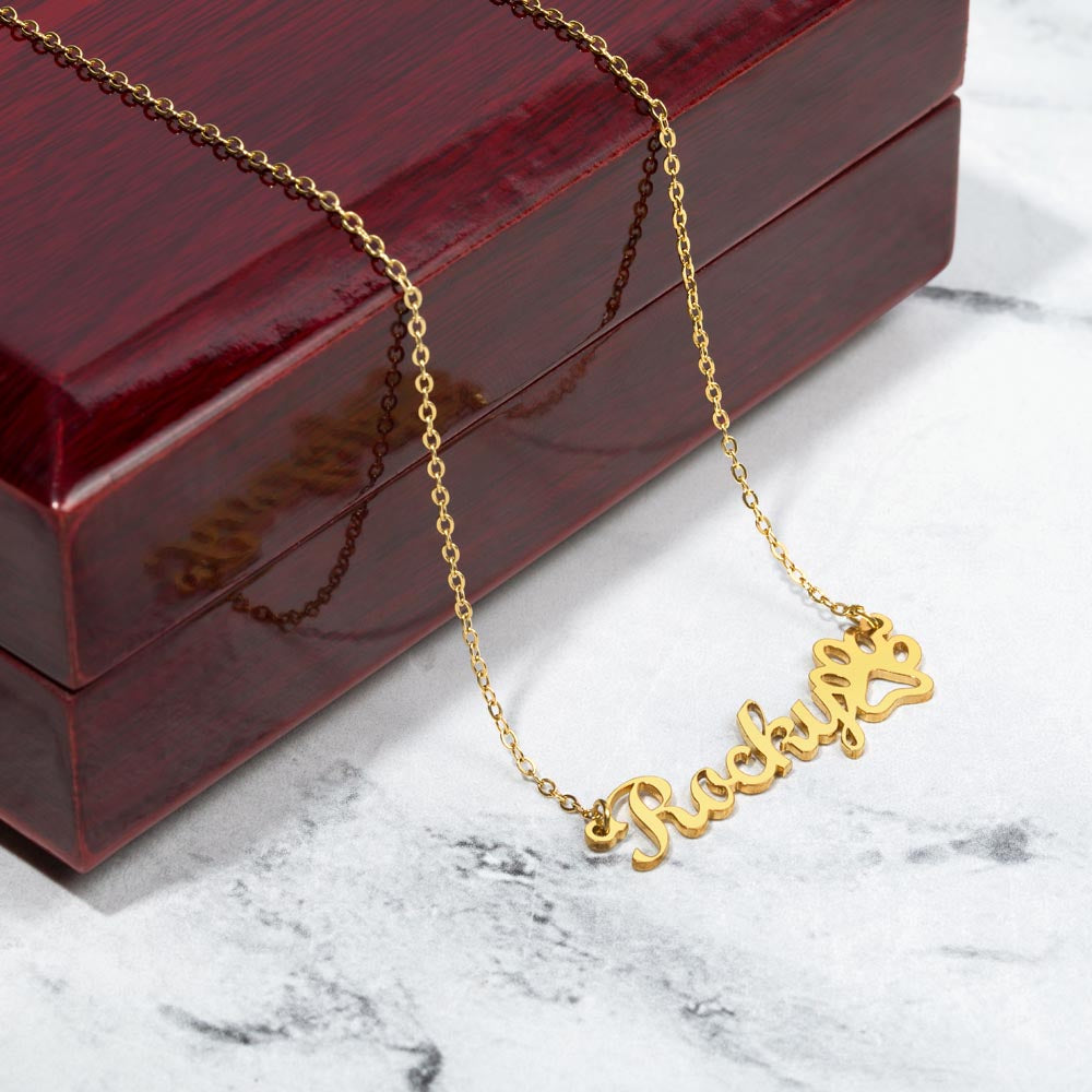 Classic Paw Print Name Necklace – Paw Print Necklace | Personalized Pet Necklace