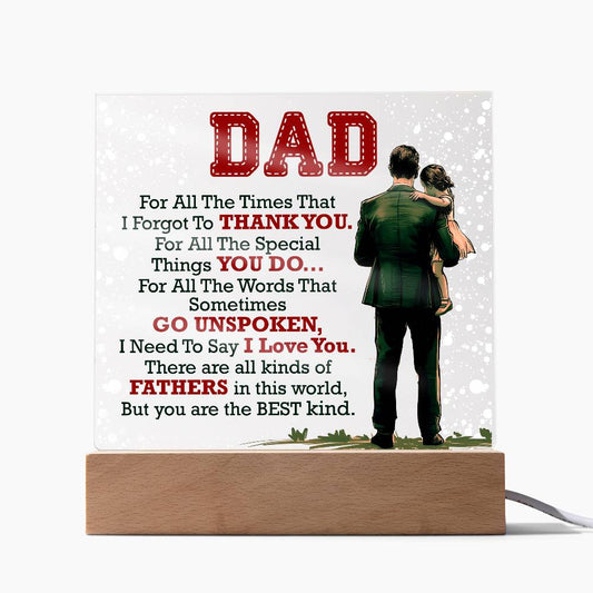 Gift for Dad – Thank You Acrylic LED Plaque