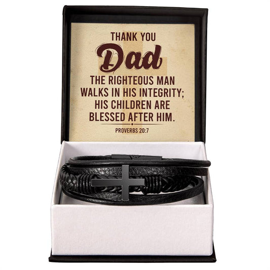 Christian Bracelet Leather Cross Bible Verse Gift