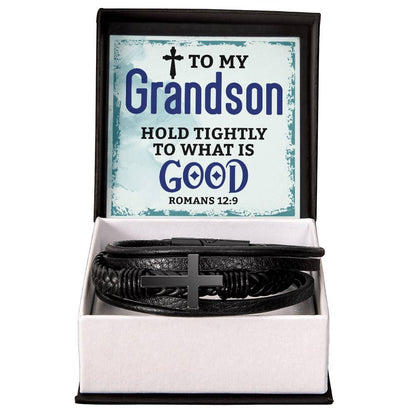 Men’s Cross Bracelet – Leather Faith Gift