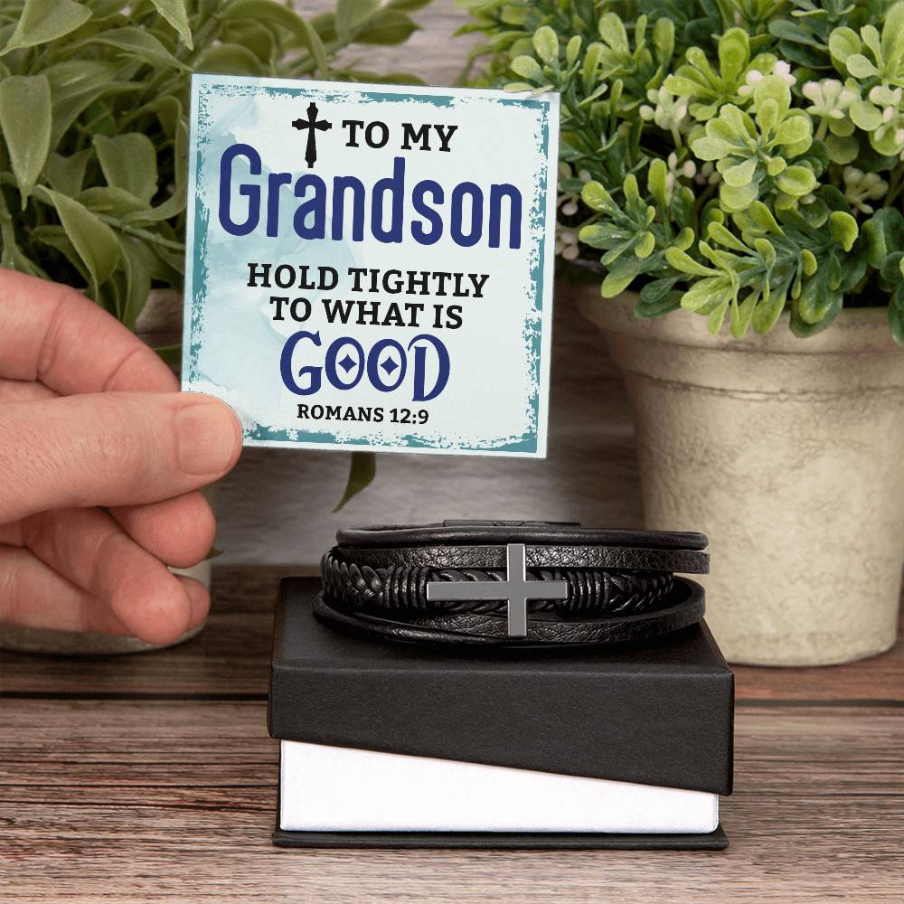 Men’s Cross Bracelet – Leather Faith Gift