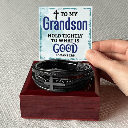 Men’s Cross Bracelet – Leather Faith Gift