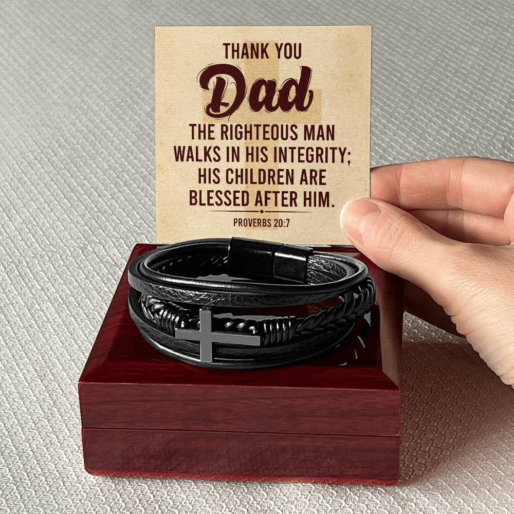 Christian Bracelet Leather Cross Bible Verse Gift
