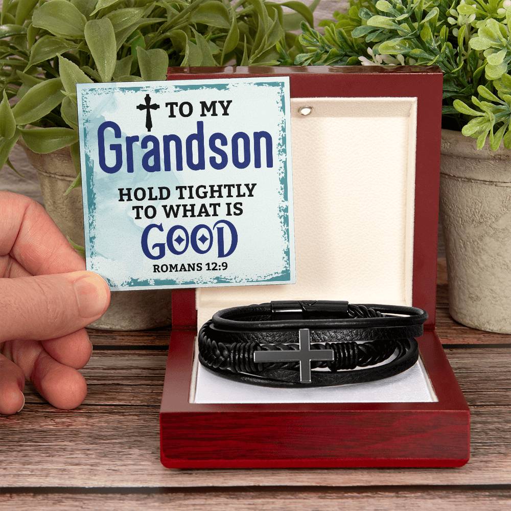 Men’s Cross Bracelet – Leather Faith Gift