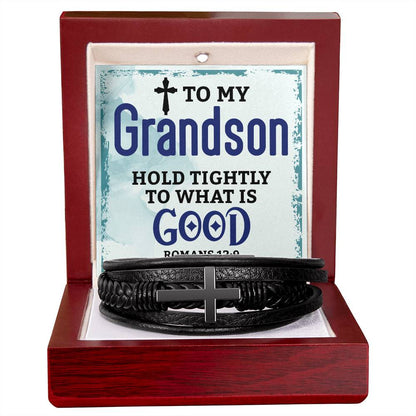 Men’s Cross Bracelet – Leather Faith Gift