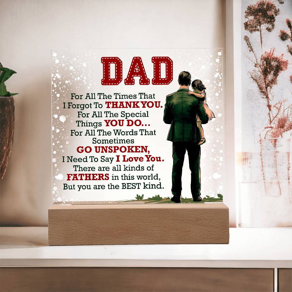 Gift for Dad – Thank You Acrylic LED Plaque
