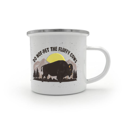 Camping Mug – Fluffy Cows Cute Animal Enamel Camping Mug