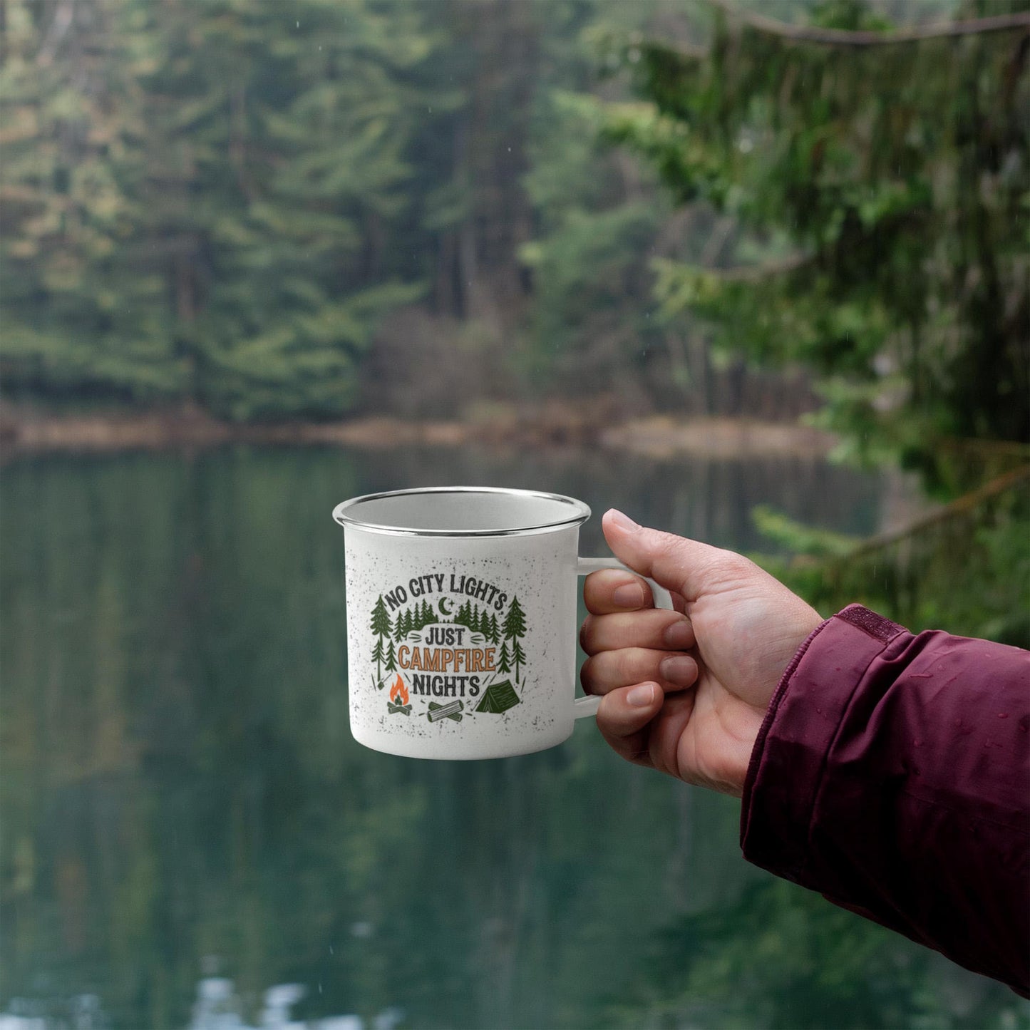 Camping Mug No City Lights Enamel Mug