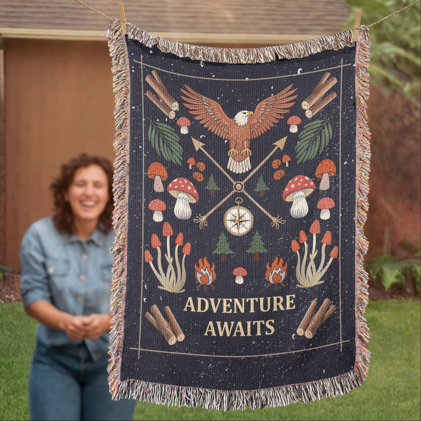 Adventure Awaits Woven Blanket – Travel Themed Gift