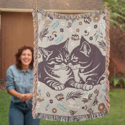 Cat Lover Blanket – Heirloom Woven Cat Themed Throw Blanket
