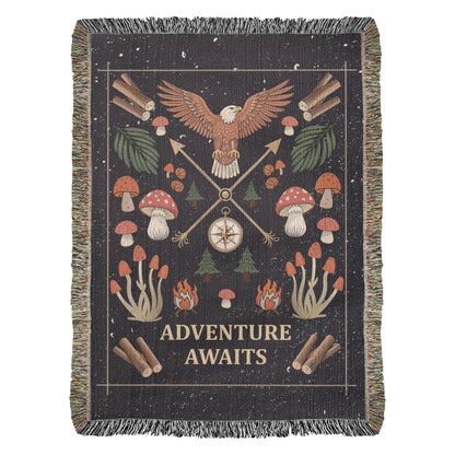 Adventure Awaits Woven Blanket – Travel Themed Gift