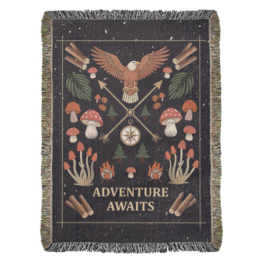 Adventure Awaits Woven Blanket – Travel Themed Gift