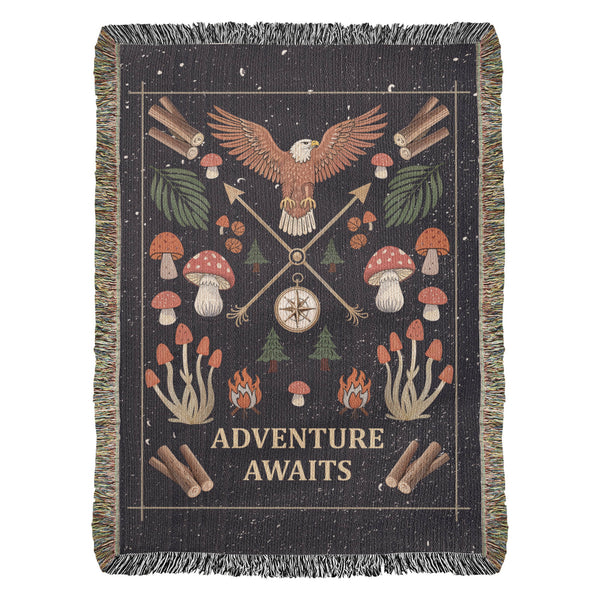 Adventure Awaits Woven Blanket – Travel Themed Gift