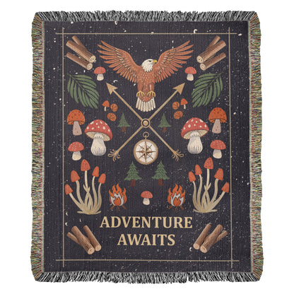 Adventure Awaits Woven Blanket – Travel Themed Gift