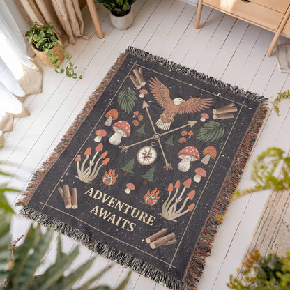 Adventure Awaits Woven Blanket – Travel Themed Gift