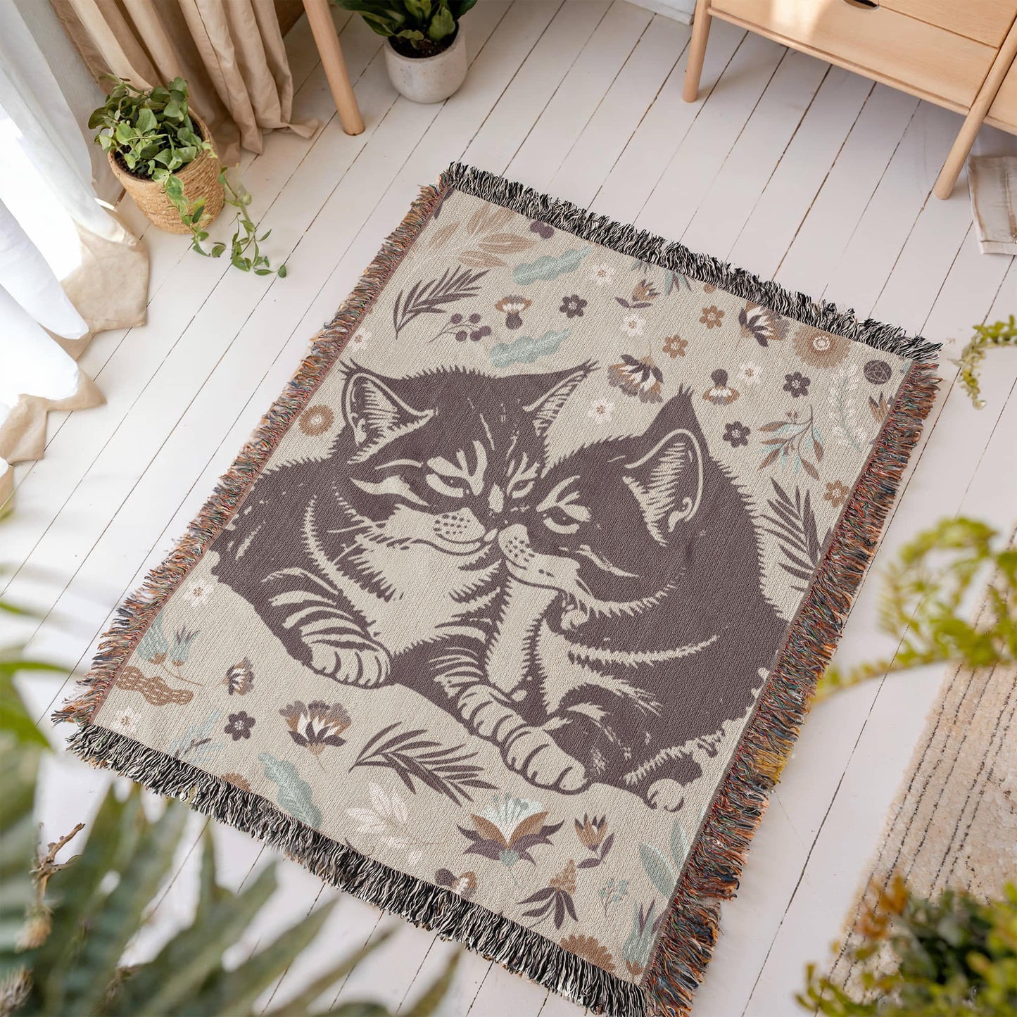 Cat Lover Blanket – Heirloom Woven Cat Themed Throw Blanket