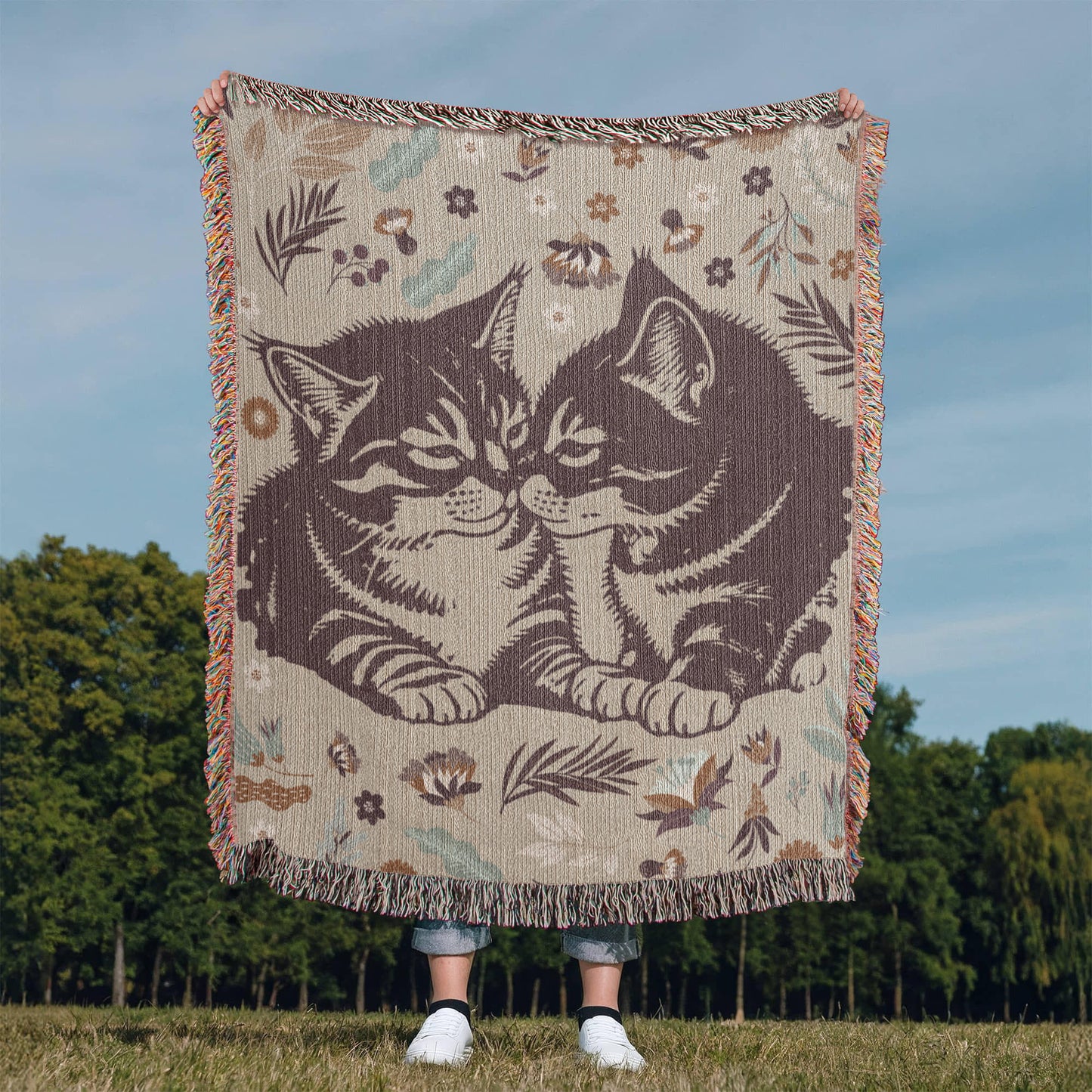 Cat Lover Blanket – Heirloom Woven Cat Themed Throw Blanket