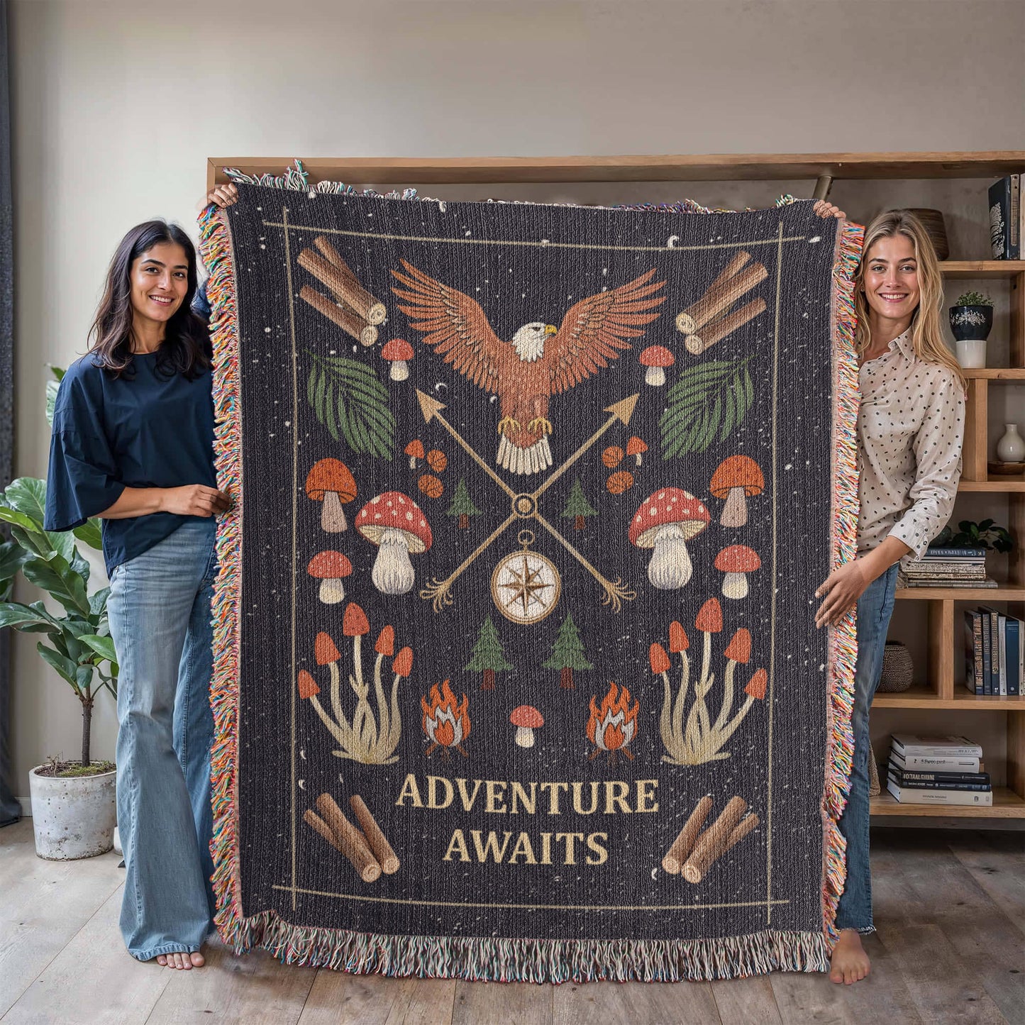 Adventure Awaits Woven Blanket – Travel Themed Gift