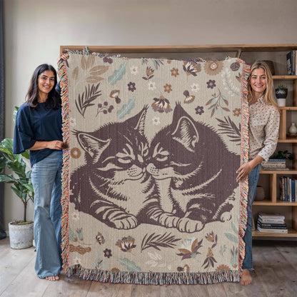 Cat Lover Blanket – Heirloom Woven Cat Themed Throw Blanket