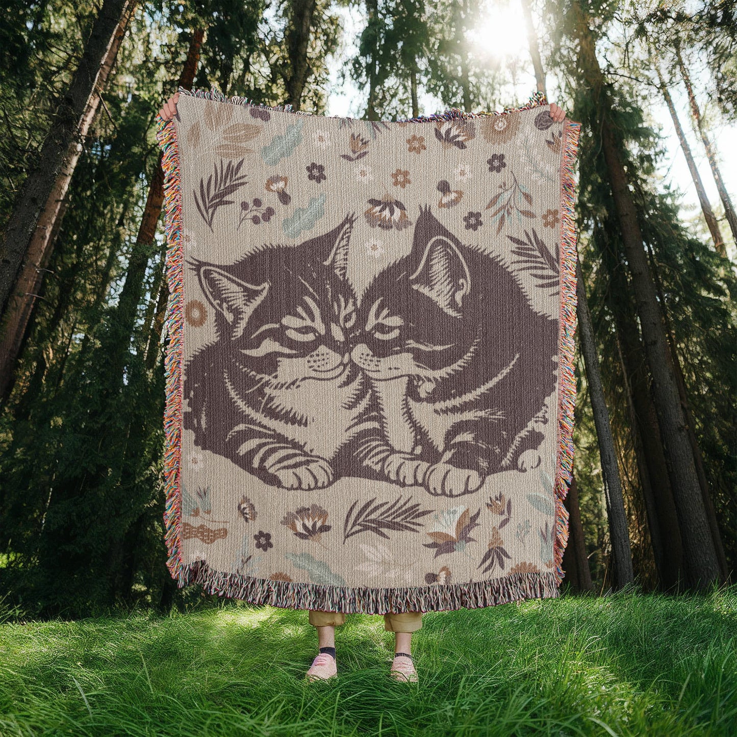 Cat Lover Blanket – Heirloom Woven Cat Themed Throw Blanket