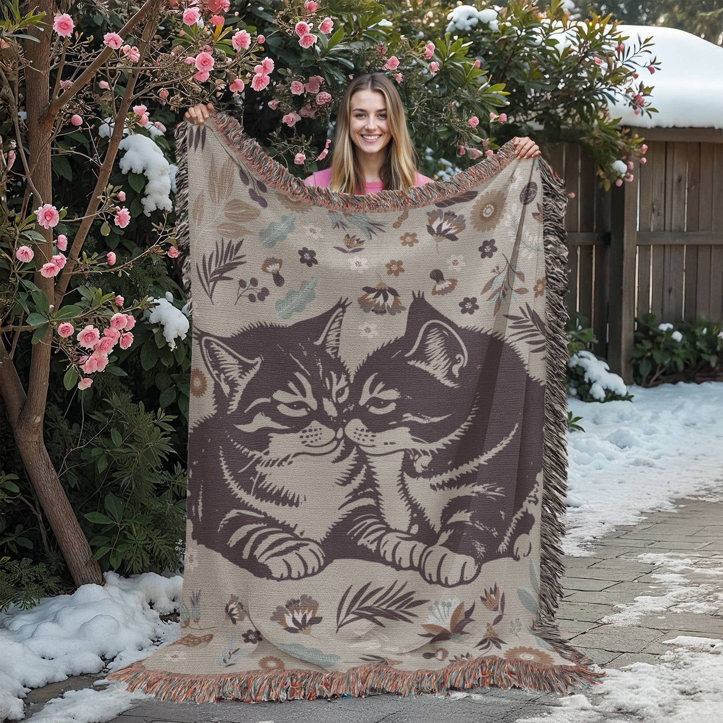 Cat Lover Blanket – Heirloom Woven Cat Themed Throw Blanket
